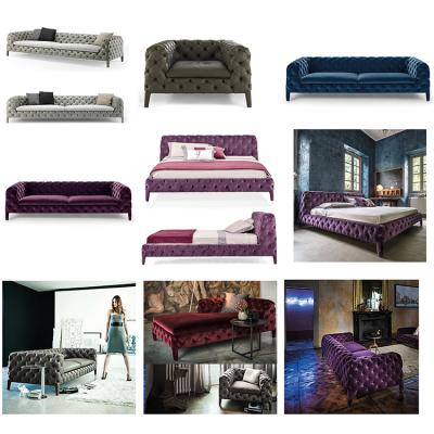 Arketipo 阿爾卡蒂波單人雙人多人沙發(fā)  拉扣復(fù)古 設(shè)計(jì)師Studio Memo 紫色床鋪
