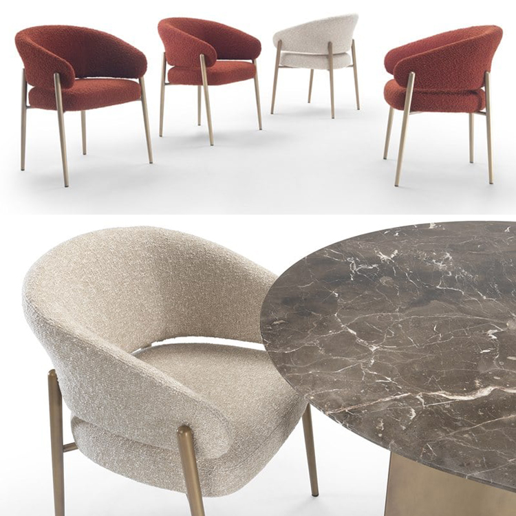 意大利Marelli 馬雷利 輕奢后現(xiàn)代餐椅洽淡化妝椅 新款絨布不銹鋼電鍍金色腳架