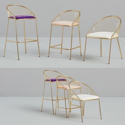 意大利 Missana 米薩納五金不銹鋼吧椅 餐椅 軟包復古現(xiàn)代鋼絲吧椅吧凳