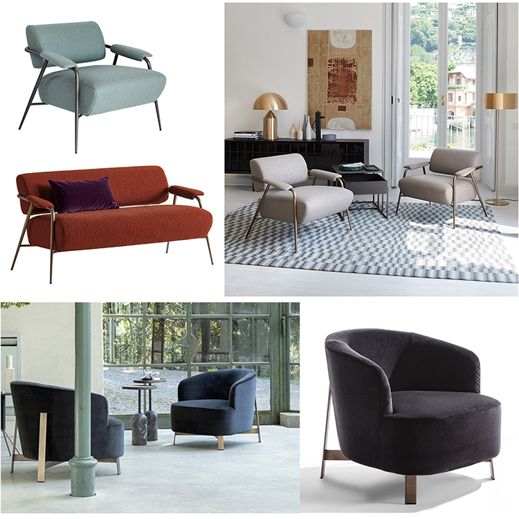 兩款意大利 potocco 單人雙人位沙發(fā)扶手椅 Porada 不銹鋼極簡休閑椅 Gabriele & Oscar Buratti