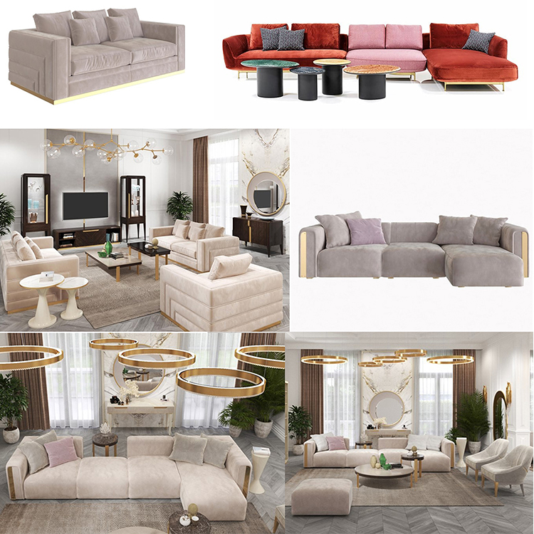 3款Guerra Vanni單人多人組合沙發(fā) 新中式Wittmann奢華古典不銹鋼Luca Nichetto