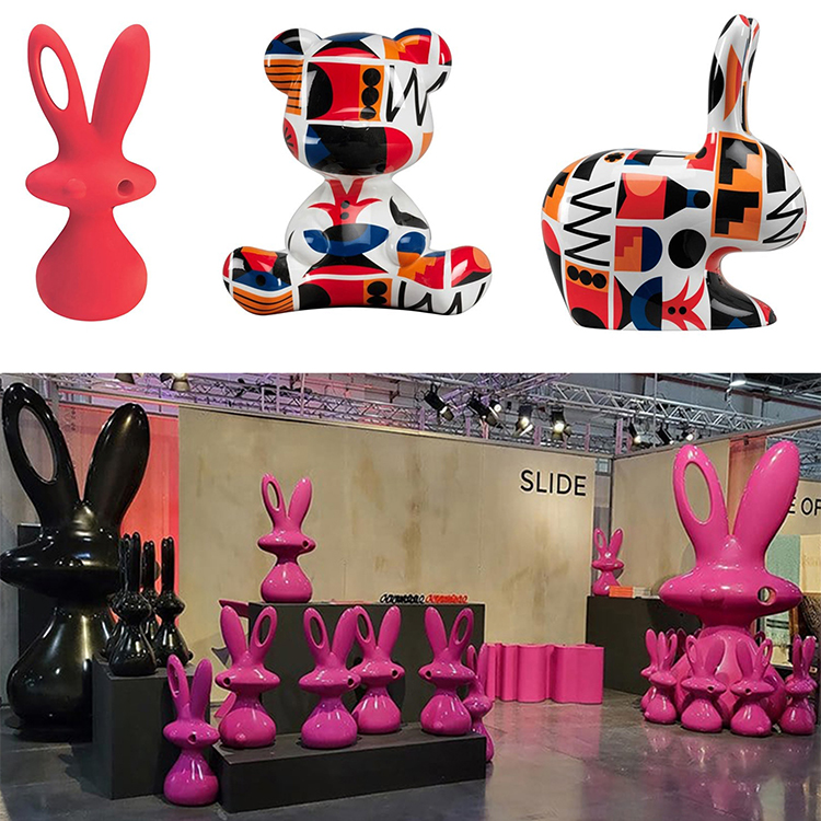 五款裝飾物Stefano玻璃鋼彩繪凱波Qeeboo小熊兔子貓洞狗窩Aki Kuroda室內外