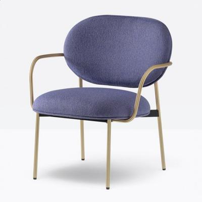 3款 意大利無扶手休閑椅Pedrali洽談椅Sebastian Herkner多管不銹鋼絨布安樂椅第三款餐椅