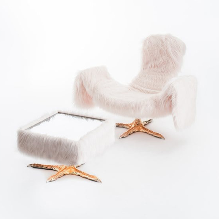 3款Driade藝術(shù)休閑椅鐵藝Fabio Novembre鍍金茶幾India Mahdavi老鷹雞抓椅