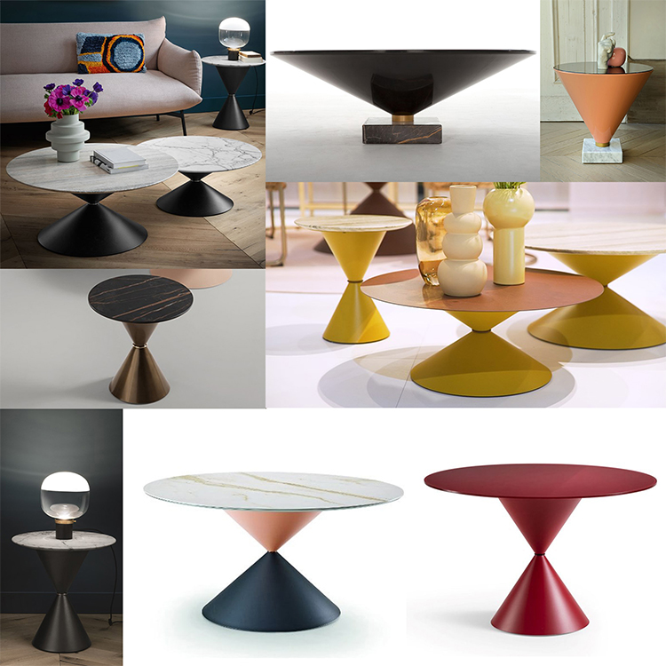 3款Midj酒杯茶幾Nicola Tonin  大理石五金銅色鍍金Paolo Vernier錐形邊幾角幾桌子