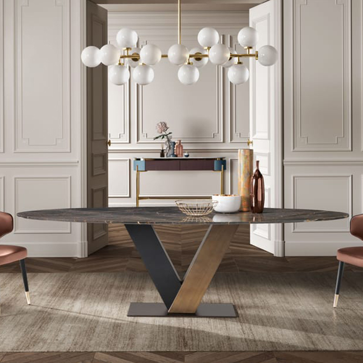 十款 2024年意大利DE CASTELLI長餐桌辦公桌邊桌邊柜梳妝臺 不銹鋼橢圓形桌子實木軟體輕奢Pietro Russo