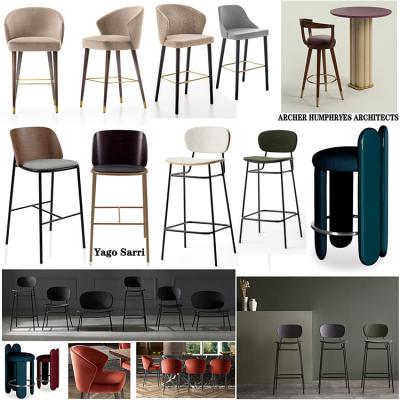 6款2024年意大利木做吧椅高腳酒吧凳子Yago Sarri五金實木家具Francesc Rifé黃銅吧凳