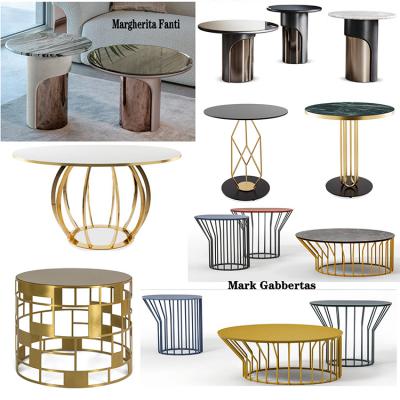 2024年10款Margherita Fanti茶幾洽談桌 餐桌長(zhǎng)桌透明Mark Gabbertas不銹鋼彩色鍍金色圓形方形大理石