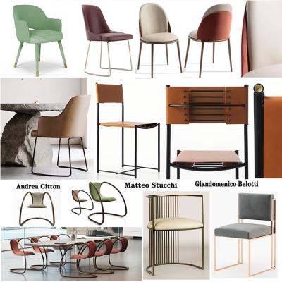 2024年10款餐椅Luxy意大利Laskasas餐椅Matteo Stucchi不銹鋼實木金色電鍍椅子