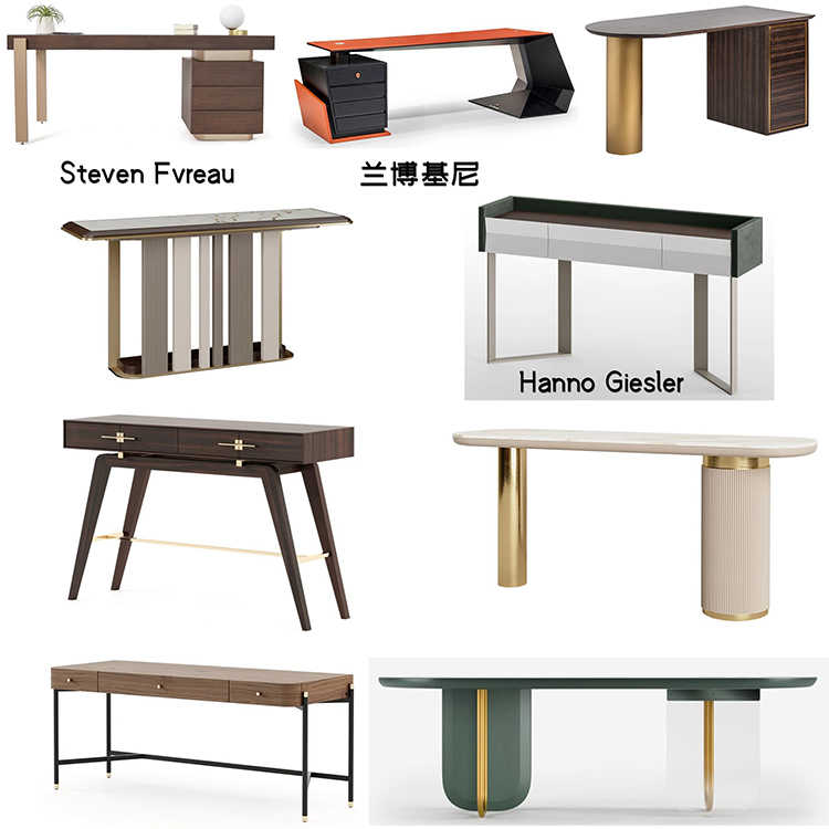 十款蘭博基尼Laskasas實(shí)木輕奢后現(xiàn)代Debonademeo 辦公桌 寫字臺(tái)化妝桌電腦桌