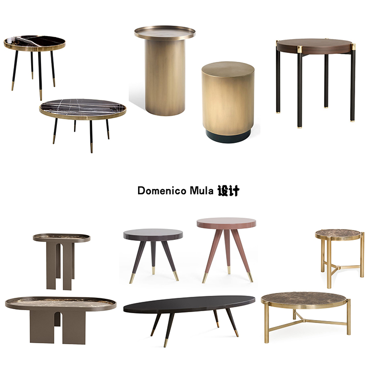 六款新品Domenico Mula意式極簡圓柱形茶幾香檳金玫瑰咖啡桌土豪金茶角幾