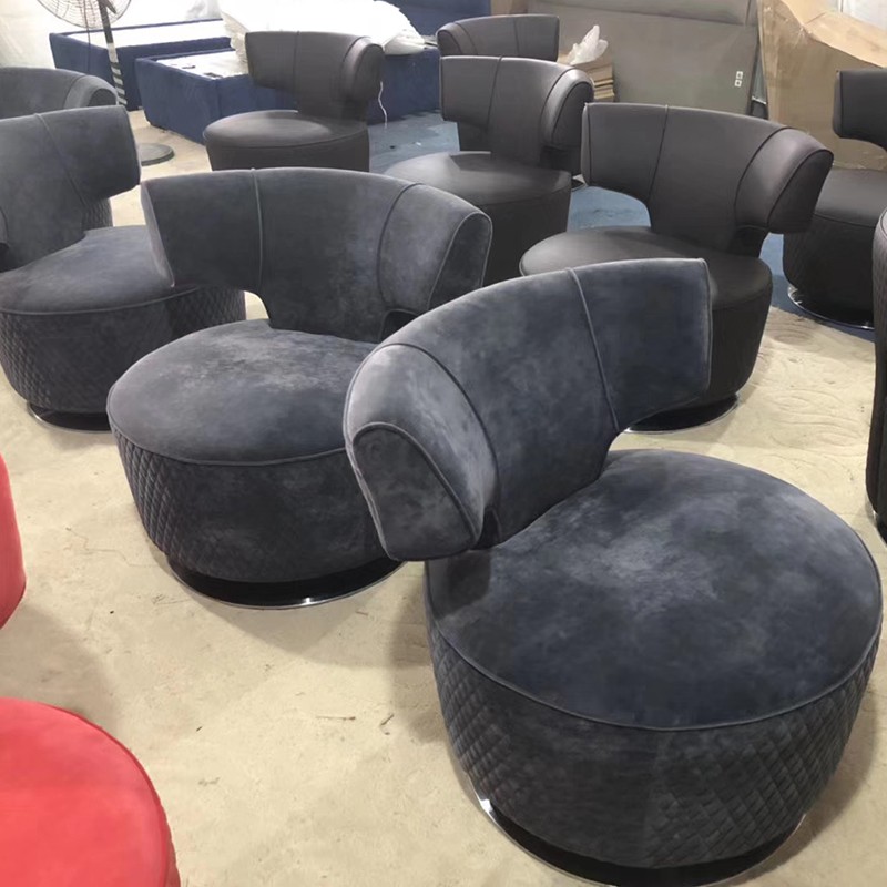 意大利英國賓利 酒店休閑旋轉(zhuǎn)椅格子壓線皮革真皮布藝 定制家具