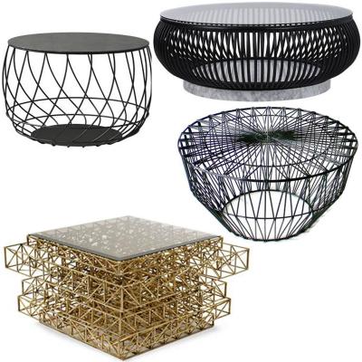 4款鐵藝 bessa埃菲爾中心邊桌網(wǎng)子格子架子Bend Drum table 鐵塔粗獷質(zhì)樸美學(xué)懷舊 鋼化染色玻璃茶幾