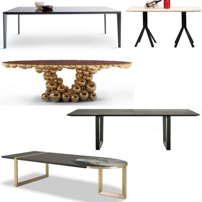 多款 Molteni&C FILIGREE 餐桌 歐洲 五金不銹鋼電鍍鐵烤漆 大理石桌面會議辦公桌